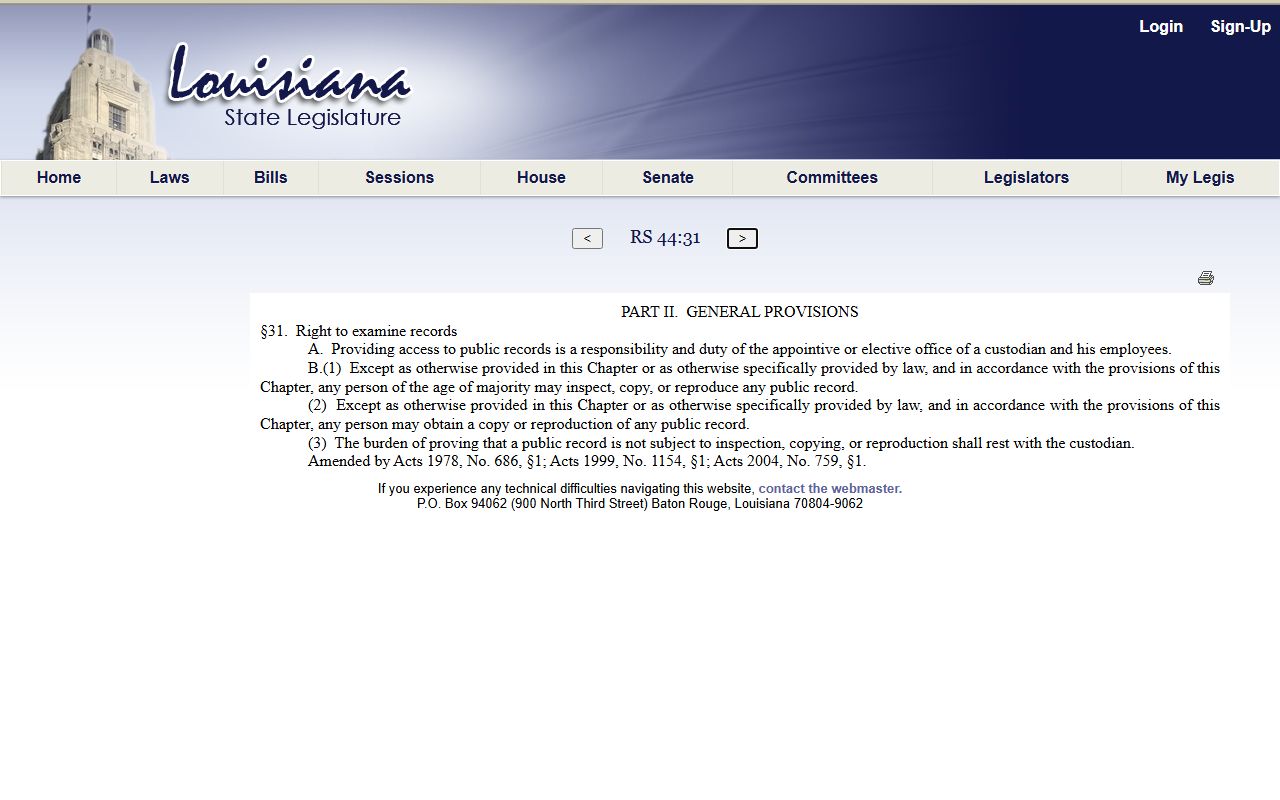 St. Bernard Parish Clerk of Court records and Louisiana public access law