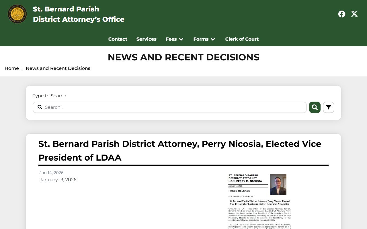 St. Bernard Parish arrest records and court charges District Attorney news