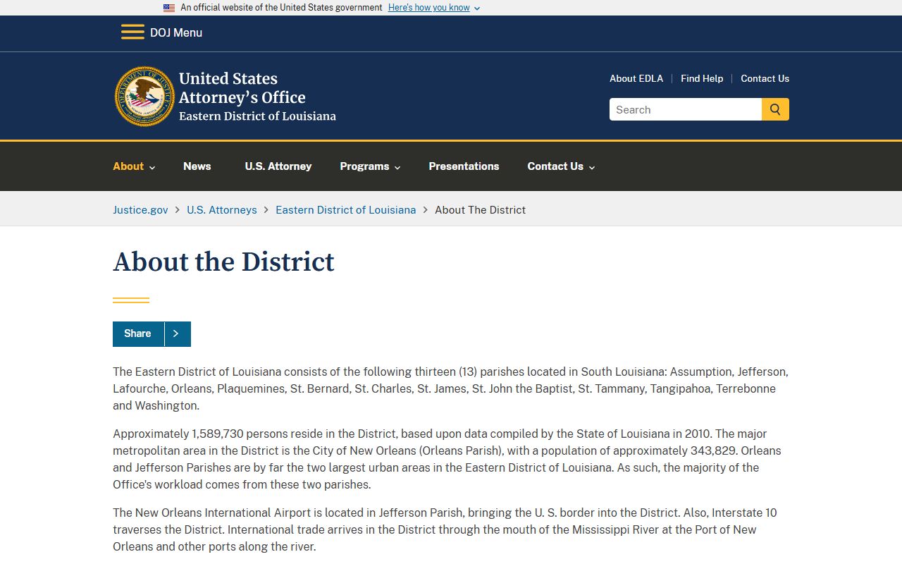 St. Bernard Parish arrest records and federal court charges Eastern District of Louisiana