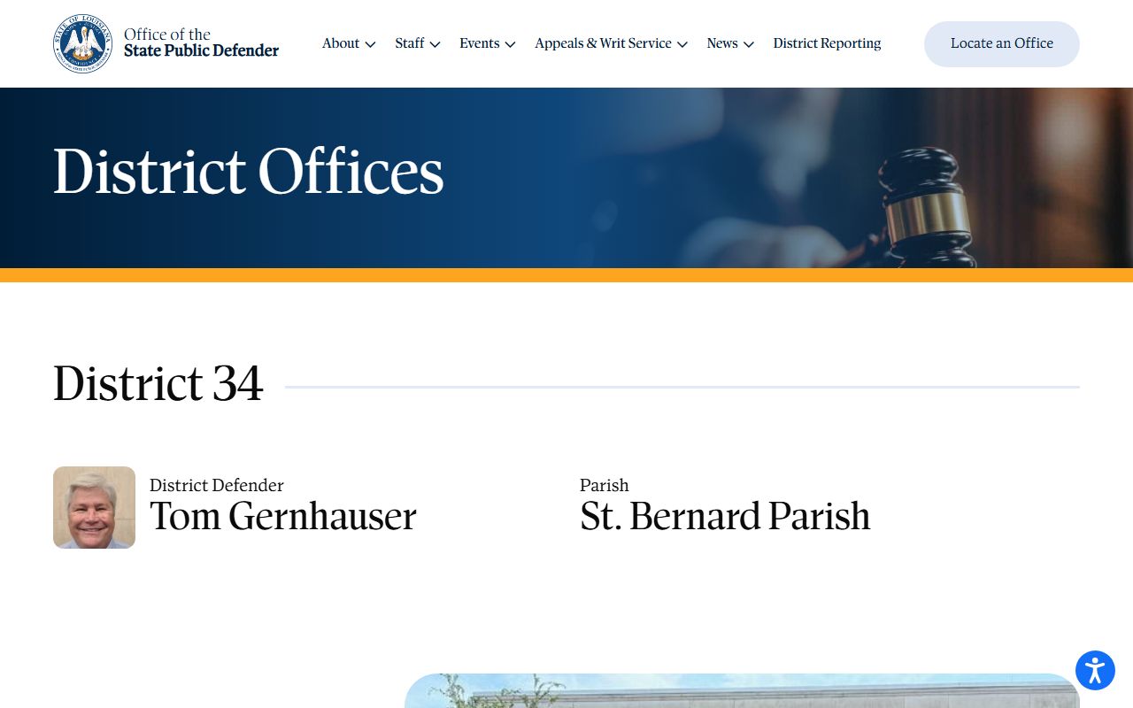 St. Bernard Parish criminal court records Louisiana public defender District 34