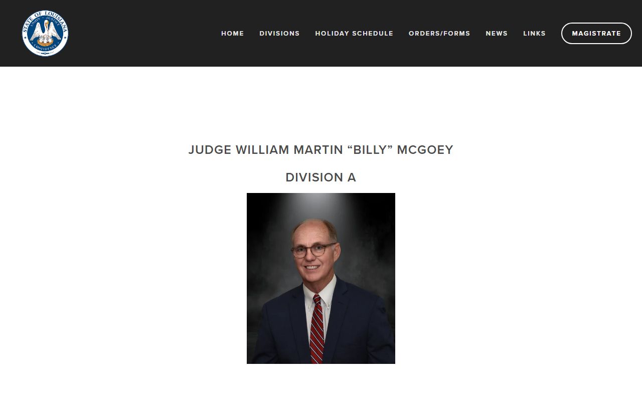 St. Bernard Parish District Court Division A records and judge page