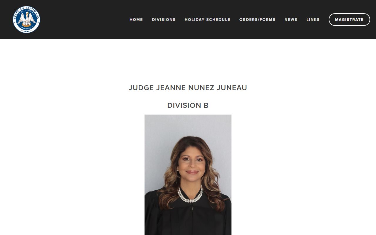 St. Bernard Parish District Court Division B records and judge page