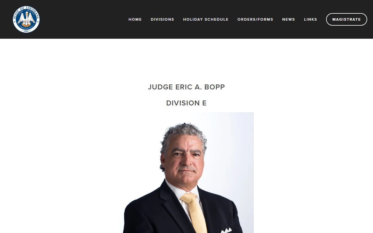St. Bernard Parish District Court Division E records and judge page