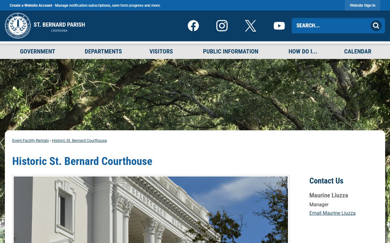 St. Bernard Parish court records historic courthouse page