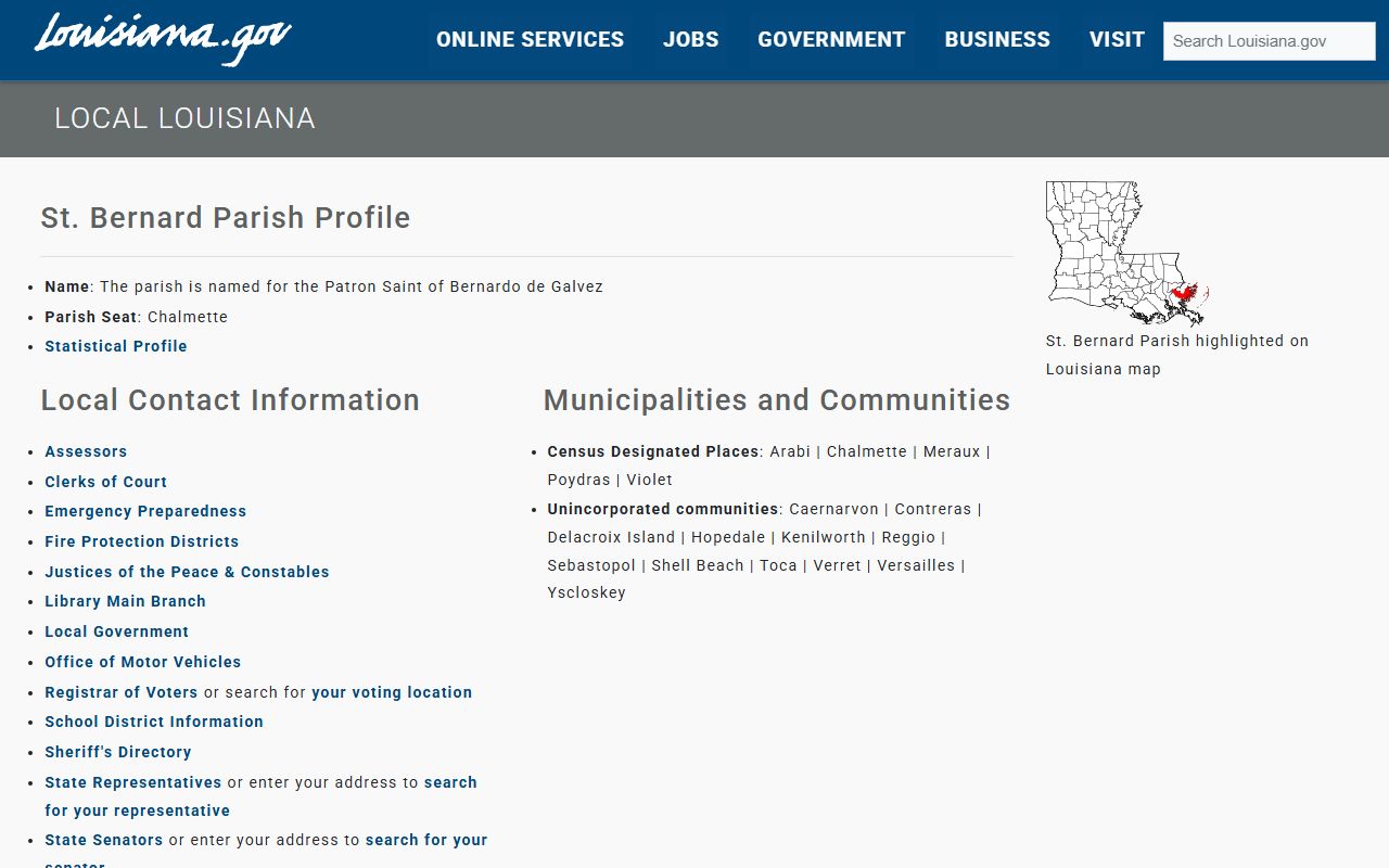St. Bernard Parish court records Louisiana parish profile