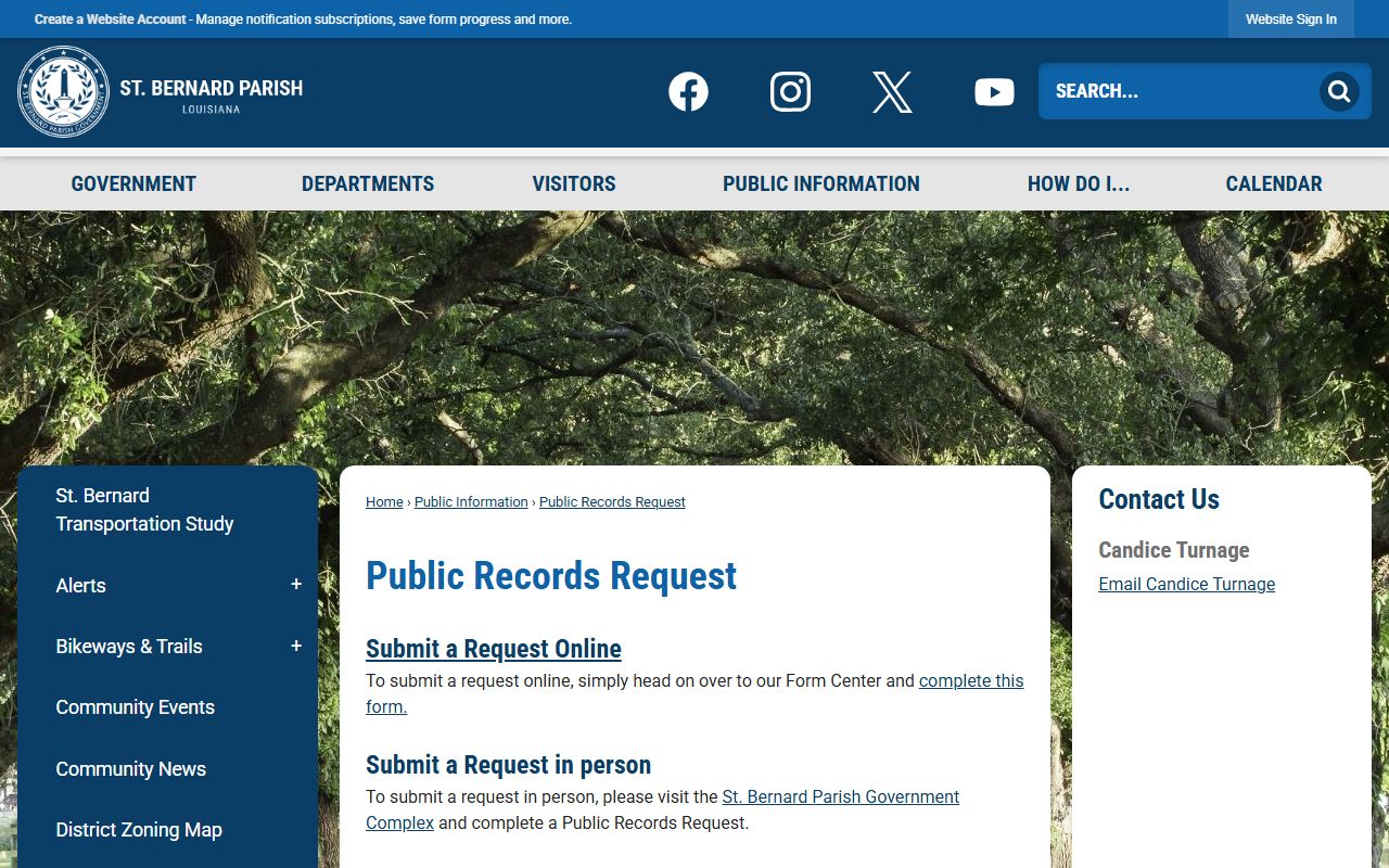St. Bernard Parish court records public records request instructions
